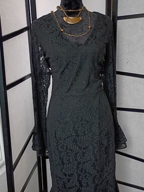 City Chic Black Lace V-Neck Dress